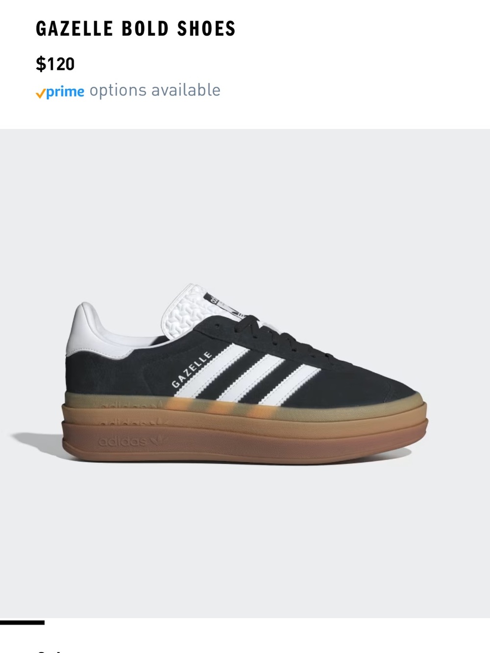 adidas Gazelle Platform Sneaker in Black, White and Gum